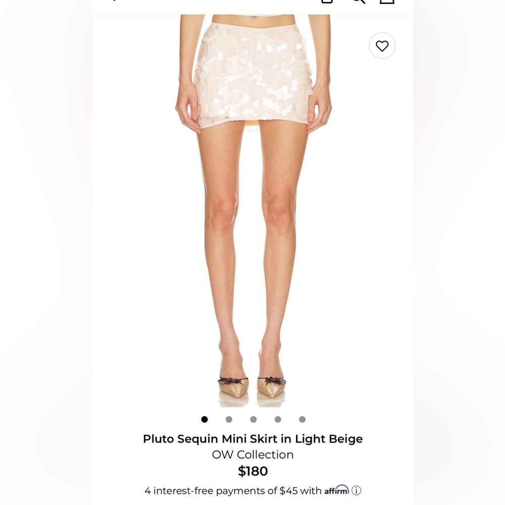 OW Collection Light Beige Sequin Mini Skirt